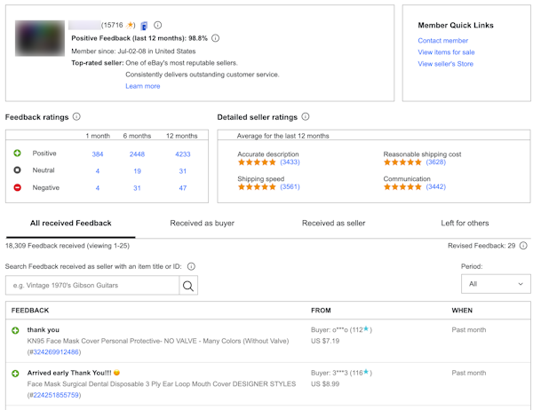 Seller Feedback Page Seller Feedback Page