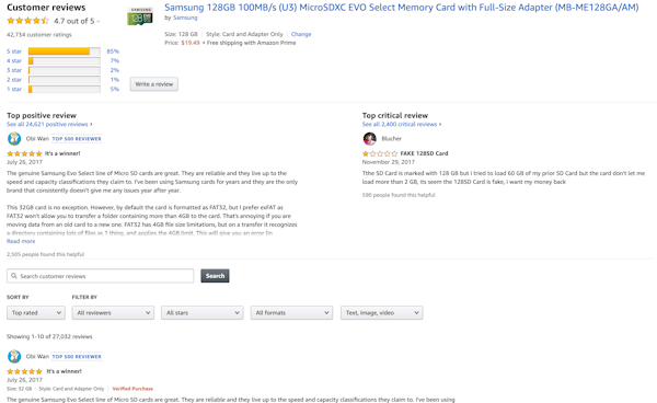 Customer Reviews Page