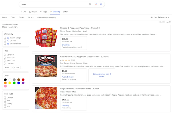 Google Shopping Results